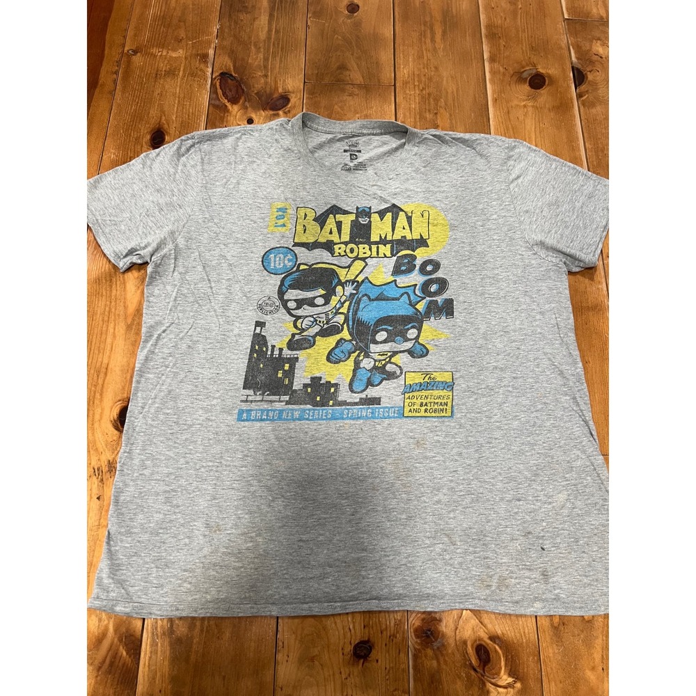 DC Comics Batman Robin Funko Pop Comic Cover Graphic T-Shirt Gray Mens XXL